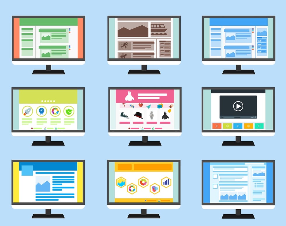 websites displayed on computer monitors illustration