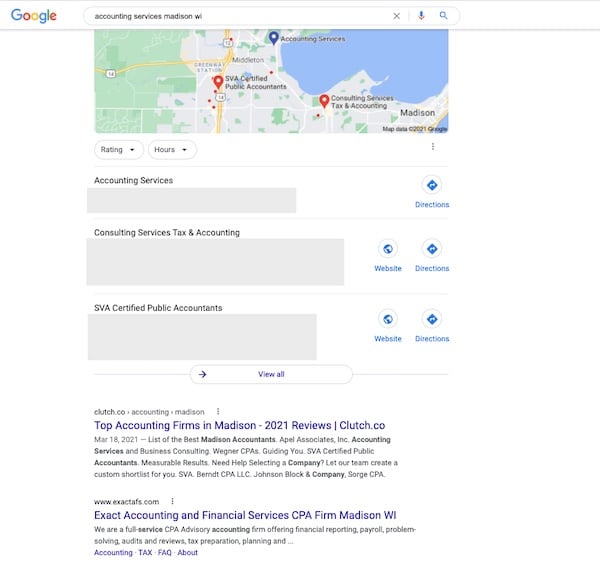 google search results for accounting services madison wi
